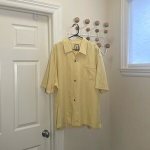 Jamaica Jaxx - Short Sleeve Button Down - Yellow - 100% Silk - XL